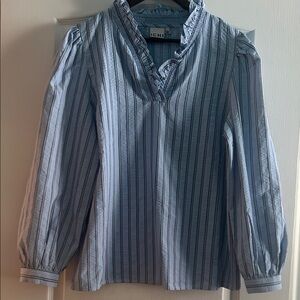 ICHI Blue Striped Women's Blouse